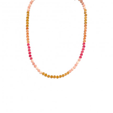 CRYSTAL BEADED NECKLACE - PINK 