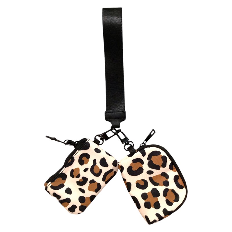 DUAL POUCH WRISTLET KEYCHAIN WALLET - CHEETAH