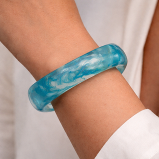 GEOMETRIC RESIN BANGLE - TURQUOISE 
