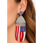 BEADED DROP EARRINGS - FLAG 