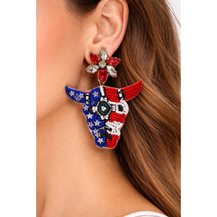 SEED BEAD EARRINGS - LONGHORN 