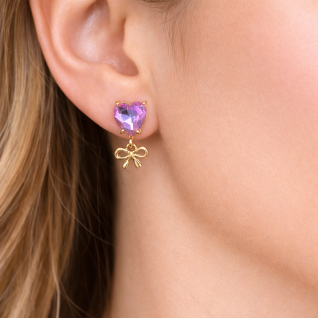 HEART SHAPE RHINESTONE EARRINGS - MINT 