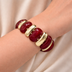 STRETCHABLE BRACELET - BURGUNDY & GOLD 