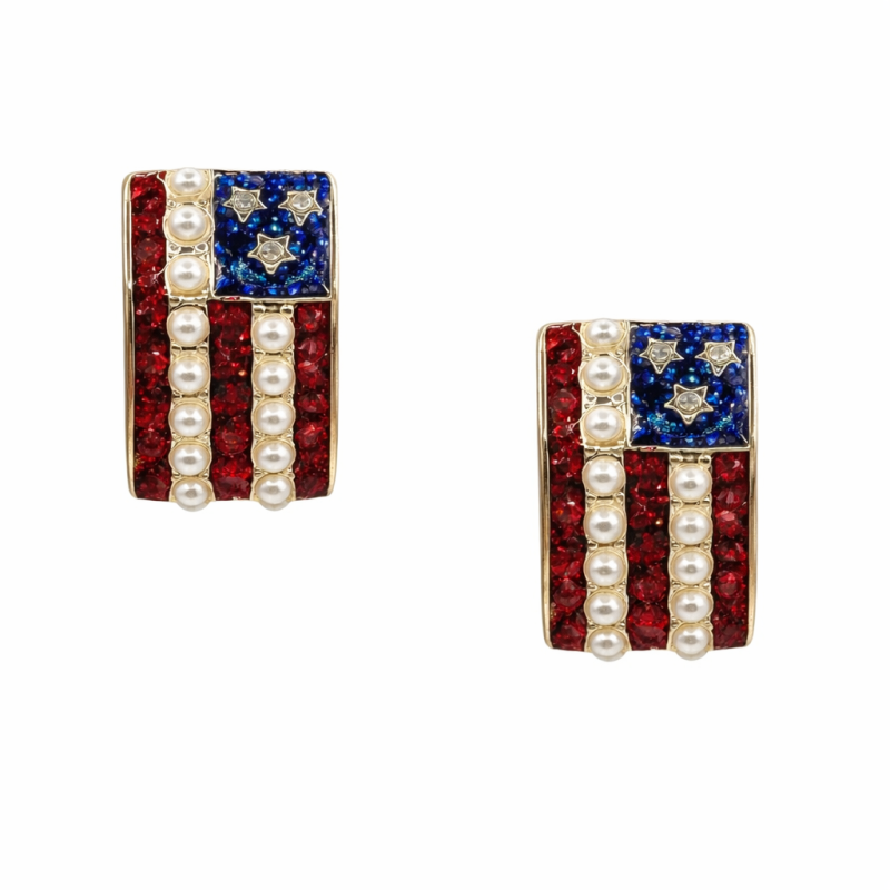 FLAG STUD EARRINGS - GOLD 