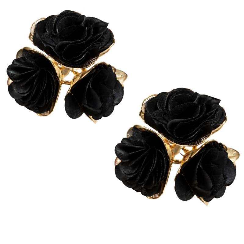 FLOWER EARRINGS - BLACK 