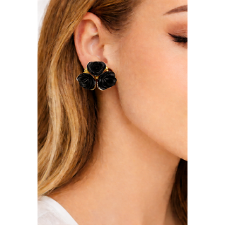 FLOWER EARRINGS - BLACK 