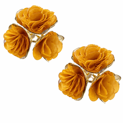 FLOWER EARRINGS - MUSTARD 