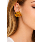 FLOWER EARRINGS - MUSTARD 