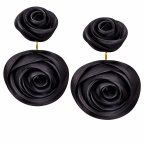 FLOWER DROP DOWN EARRINGS - BLACK 