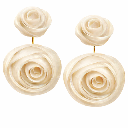 FLOWER DROP DOWN EARRINGS - IVORY
