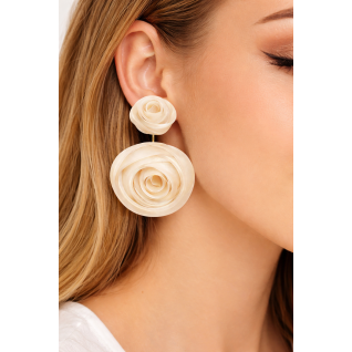 FLOWER DROP DOWN EARRINGS - IVORY