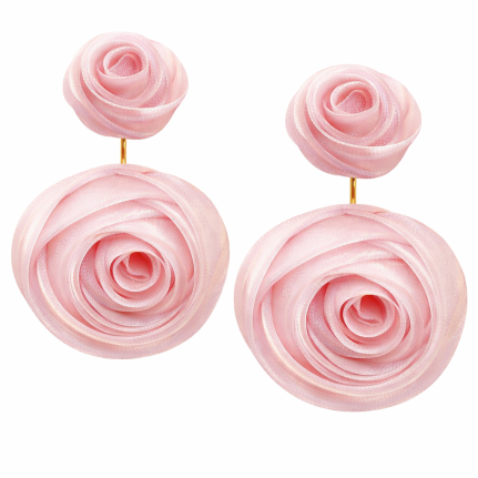FLOWER DROP DOWN EARRINGS - LIGHT PINK 