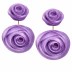 FLOWER DROP DOWN EARRINGS - PURPLE 