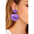 FLOWER DROP DOWN EARRINGS - PURPLE 