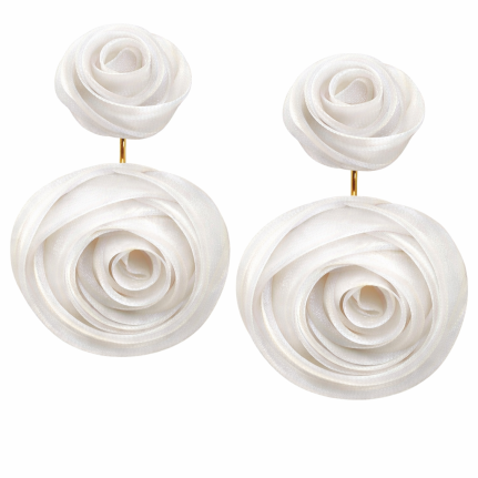 FLOWER DROP DOWN EARRINGS - WHITE 