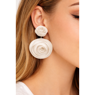 FLOWER DROP DOWN EARRINGS - WHITE 