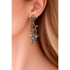 WESTERN DROP EARRINGS - SILVER & TURQUOISE 