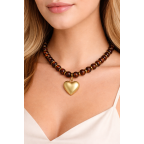 RESIN HEART NECKLACE - BLUSH 