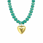 RESIN HEART NECKLACE - TEAL 