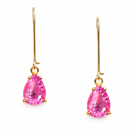 SMALL FISHHOOK RHINESTONE EARRINGS - FUCHSIA