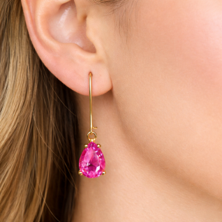 SMALL FISHHOOK RHINESTONE EARRINGS - FUCHSIA