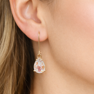 SMALL FISHHOOK RHINESTONE EARRINGS - WHITE 