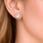ROUND SHAPE RHINESTONE EARRINGS - FUCHSIA
