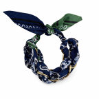 TIE ON SCARF BRACELET - BLUE & OLIVE 