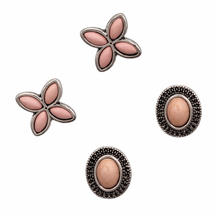 FLOWER STUD EARRINGS - PINK