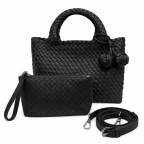 WOVEN TOTE BAG - BLACK 