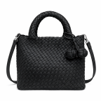 WOVEN TOTE BAG - BLACK 