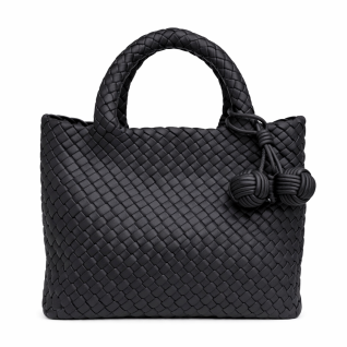 WOVEN TOTE BAG - BLACK 