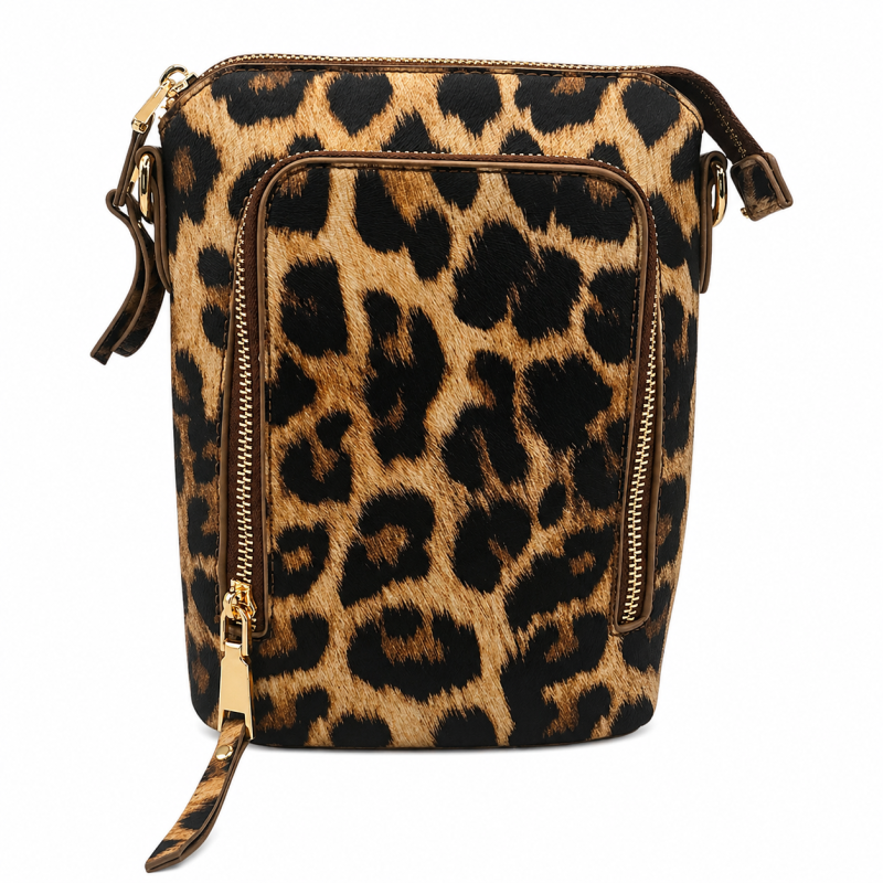 3 ZIPPER CROSSBODY - LEOPARD 