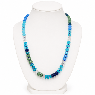 BEADED NECKLACE - BLUE 