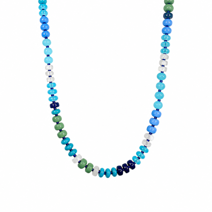 BEADED NECKLACE - BLUE 