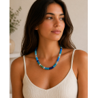 BEADED NECKLACE - BLUE 