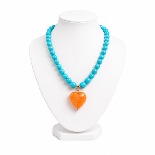 RESIN HEART NECKLACE - ORANGE 