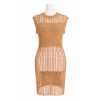 CROCHET DRESS/SWIM COVER UP - CAMEL