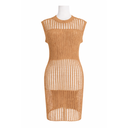 CROCHET DRESS/SWIM COVER UP - CAMEL