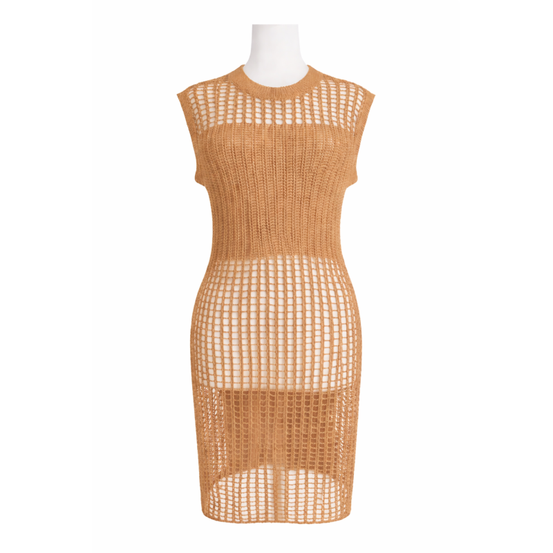 CROCHET DRESS/SWIM COVER UP - CAMEL
