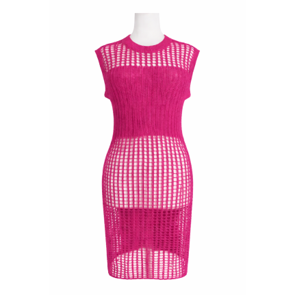 CROCHET DRESS/SWIM COVER UP - PINK 