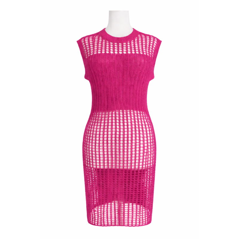 CROCHET DRESS/SWIM COVER UP - PINK 