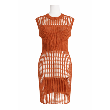 CROCHET DRESS/SWIM COVER UP - RUST