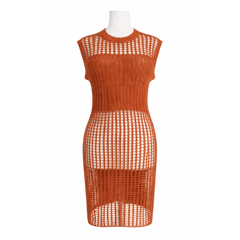 CROCHET DRESS/SWIM COVER UP - RUST