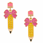 BOW PENCIL EARRINGS - PINK 
