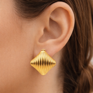 DIAMON SHAPE EARRINGS - GOLD 