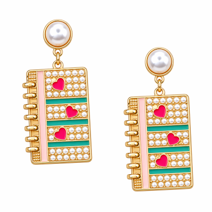 NOTEBOOK EARRINGS - PINK 