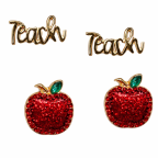 STUD EARRINGS - TEACH & APPLE 