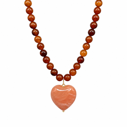 RESIN HEART NECKLACE - PINK 