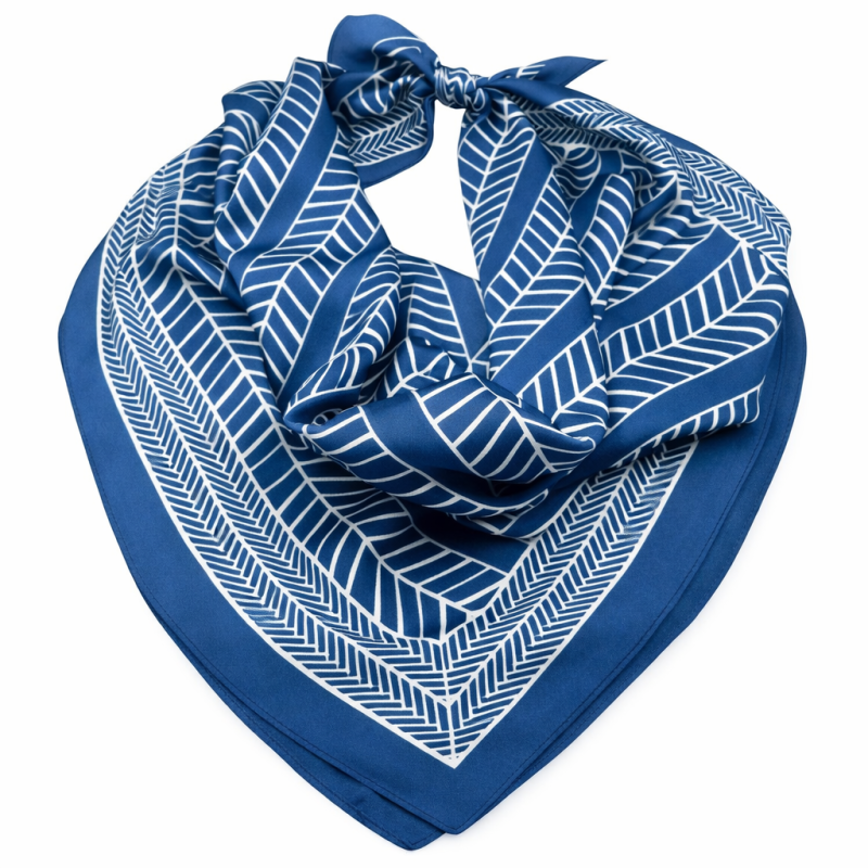 SILK SCARF - BLUE & WHITE 